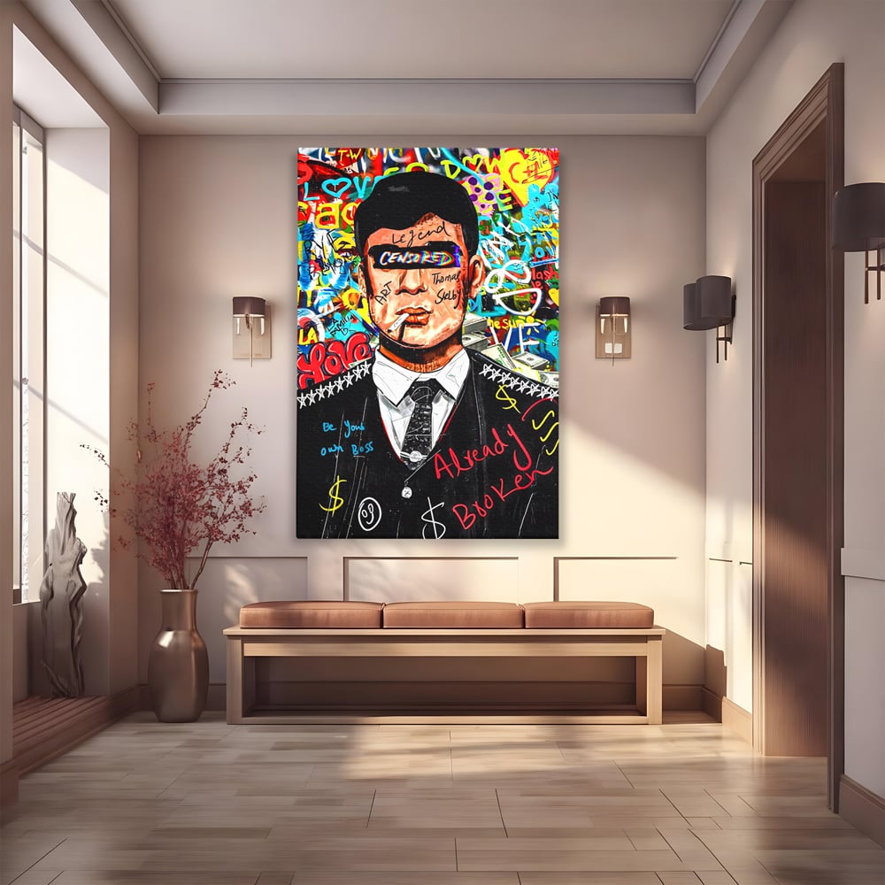 Tablou canvas cu tablou canvas cu personaj tip tommy shelby, fara rama, pe sasiu de lemn